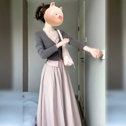 Tall Bud Skirt, Two-Piece Women's Slimming Long Skirt, Early Autumn Wear, a Complete Set of Extended Skirts