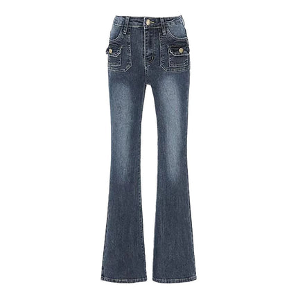 Korean Style Micro-flare Jeans Women's Autumn and Winter New High Waist Slim-fit Niche Design Sense Slim-fit Tall Horseshoe Pants
