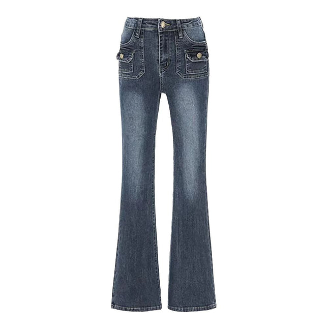 Korean Style Micro-flare Jeans Women's Autumn and Winter New High Waist Slim-fit Niche Design Sense Slim-fit Tall Horseshoe Pants