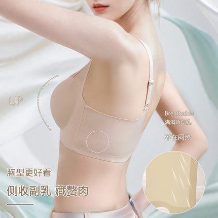 Original Underwear Women's Thin Small Chest Gather-up Parammary Concentrated Summer Traceless Bra No Steel Ring Bra Full Thin Cup