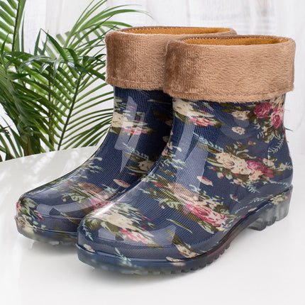 Low-cut women's rain boots short water shoes women's rubber shoes kitchen work waterproof non-slip warm water boots short rain boots wholesale