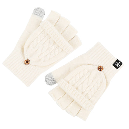 Winter Flip-Up Dual-Use Half-Finger Gloves for Women, Cold-Proof and Warm Student Touch Screen Gloves, Thickeneded and Velvet Fingerless Gloves for Men