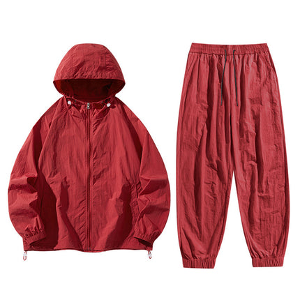 Sun Protection Clothing Set Upf50+ Cool-Touch Ice Silk Original Yarn Hooded Breathable Nylon Ice Silk Outdoor Skin Protection Clothing Shorts