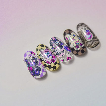 Pink Doll Bear Nail Art Sticker Tomoni Embossed Adhesive Cute 5D Nail Sticker Japanese Style Nail Art Accessories
