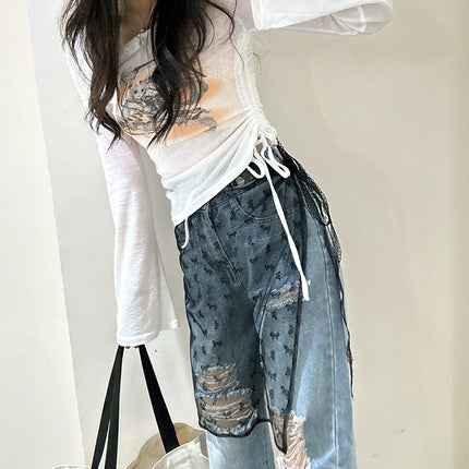 Lace half-length gauze skirt veil headscarf women's all-matching Korean style stacked apron one-piece fart skirt fart curtain cover skirt for four seasons