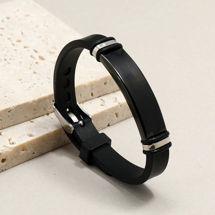 European and American Cross-border Trendy Men's Light Plate Stainless Steel Bracelet Men's Characteristic Jewelry Personalized Creative Silicone Bracelet
