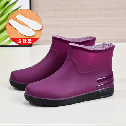 Cross-Border Hot-Selling Women's Rain Boots, Women's Short Outer Water Shoes, Warm Low-Cut Rain Boots, Waterproof Boots, Rubber Shoes, Overshoes Wholesale