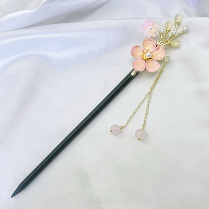 Antique Flower Hairpin Women's Wooden Hairpin Chinese High-end Hair Accessories Hairpin Hanfu Disc Hair Headwear Hairpin Step-by-step Hairpin Hairpin