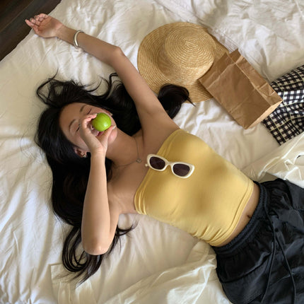 Huangluan Simple Sleeveless Short Tube Top for Women 2025 Summer Style Personalized Fashion Dopamine Color Eye-Catching 520271