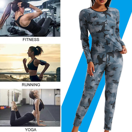 High Waist Abdominal Sweating Pants Abdominal Sweating Sports Fitness Sweating Long Sleeve Sweating Sweating Clothing Camouflage Women's Sports suit