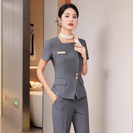 Sales Department Summer Women's Clothing Professional Suit suit New Host Dress Hotel Front Desk Work Clothes Short Sleeve