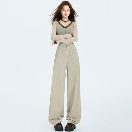 American Retro Wide-Leg Pants 2025 Autumn New Trendy Design Loose Slimming Versatile Floor-Length Jeans for Women