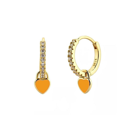 Cross-Border European and American Style Ins-Style Heart-Shaped Earrings with Colorful Zircon, Light Luxury, High-End Fashion and Elegant Earrings