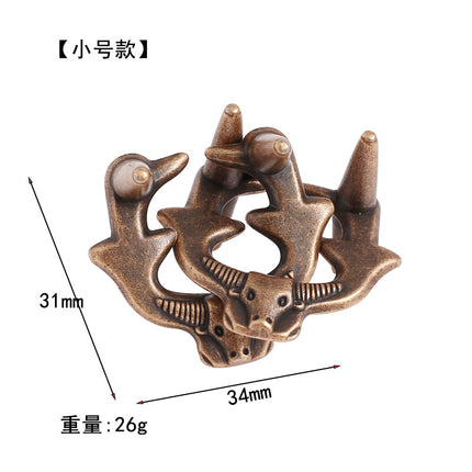 [Small size] zinc alloy unlock Kong Ming lock magic alloy educational toys nine-chain intelligence unlock ring buckle