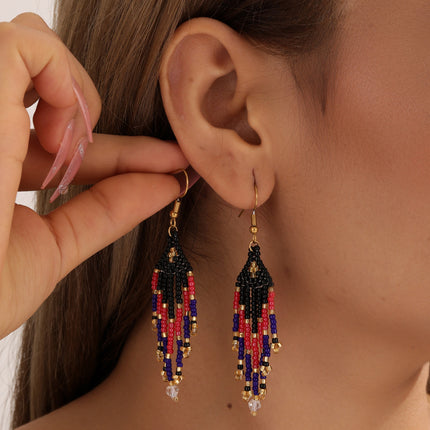 Gradient Long Tassel Earrings Women's European and American Bohemian Style Summer Holiday Girlfriend Gift Earrings Wholesale