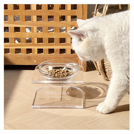 Glass Cat Bowl High Foot Neck Protection Internet Popular Cat Food Bowl Water Bowl Anti-overturning Cat Rice Bowl Easy to Clean Dog Bowl Dog Food Bowl
