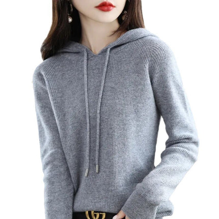 Autumn and Winter New Hooded Knitwear Women's Casual Loose Large Size Sweater Jacket Korean Solid Color Lazy Thickened Hoodie