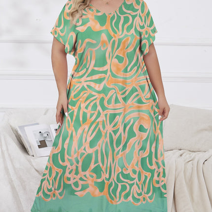 Cross-border Amazon AliExpress European and American Fashion Home Clothes Spring and Summer New Women's Loose Nightgown plus size Pajamas
