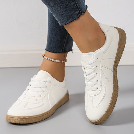 Women's White Sneakers for Foreign Trade, 2025 Autumn New Low-Top German Training Shoes, Versatile Casual Sports Shoes, Flat Lightweight Sneakers