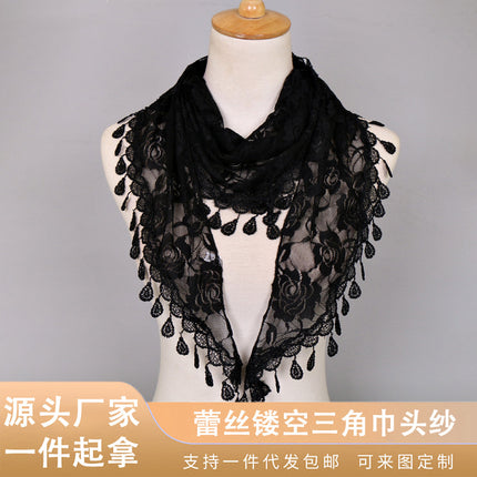 Hot Selling Lace Triangle Scarf Cut Out Korean Triangle Scarf Women's Export Hot Selling Summer Sun Protection Decorative Veil