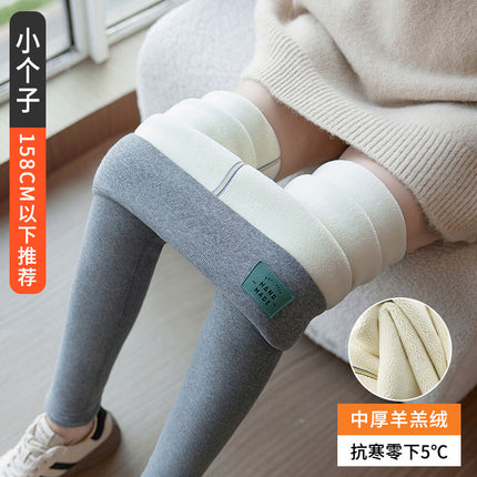Long Cotton Pants for Women, Winter Outerwear for Tall Individuals, Fleece-Lined, Thickened, High-Waisted, Lamb Wool Base Layer, Plus Size, Northeast Warm Pants