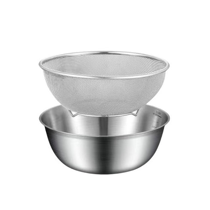 Cross-border Stainless Steel Thickened Vegetable Washing Basin Draining Basket Household Kitchen Rice Washing Artifact Vegetable Washing Basin Rice Washing Sieve Rice Washing Basin