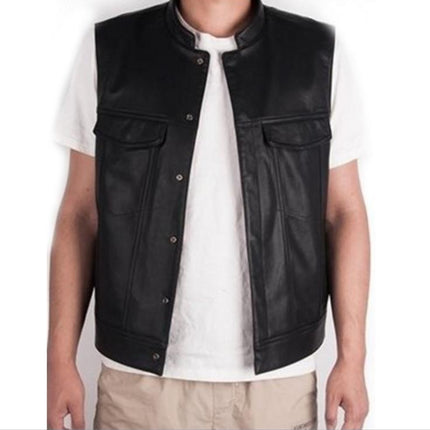 Europe and the United States cross-border men's Amazon plus size vest skull leather waistcoat wholesale