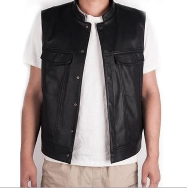 Europe and the United States cross-border men's Amazon plus size vest skull leather waistcoat wholesale