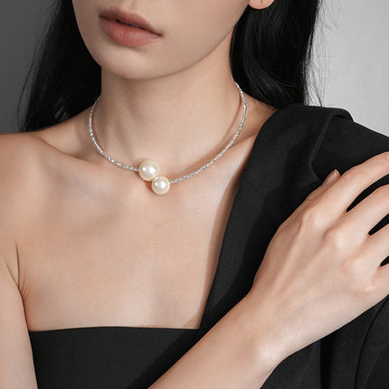 Broken silver several Two Pearl opening collar summer Net Red new personality chocker necklace temperament necklace wholesale