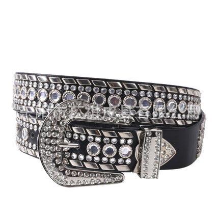 Women's Belt with Rhinestone Inlay Decoration, Versatile for Jeans, Bbsimon Belt Manufacturer Wholesale, Personalized and Trendy