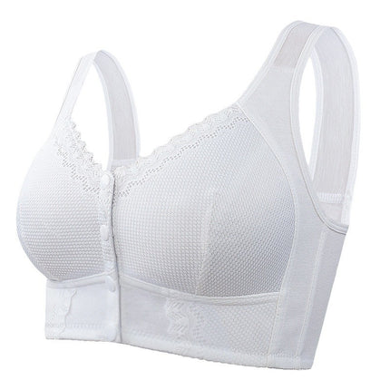 Front Buckle Underwear Women's Cross-border Soft Cotton Comfortable Vest-style Middle-aged and Elderly Bra plus size No Steel Rings Gather Underwear Women