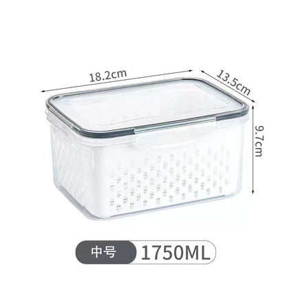 Fcm Food-Grade Certified Fresh-Keeping Box with Lid, Food-Grade Refrigerator Special Sealing Ring with Drain Basket for Kitchen Storage