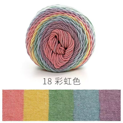 5 Strands of Rainbow Cotton Wool Cake Handmade DIY Knitted Doll Pillow Blanket Colorful Dot Yarn Milk Cotton Thread Ball Wholesale