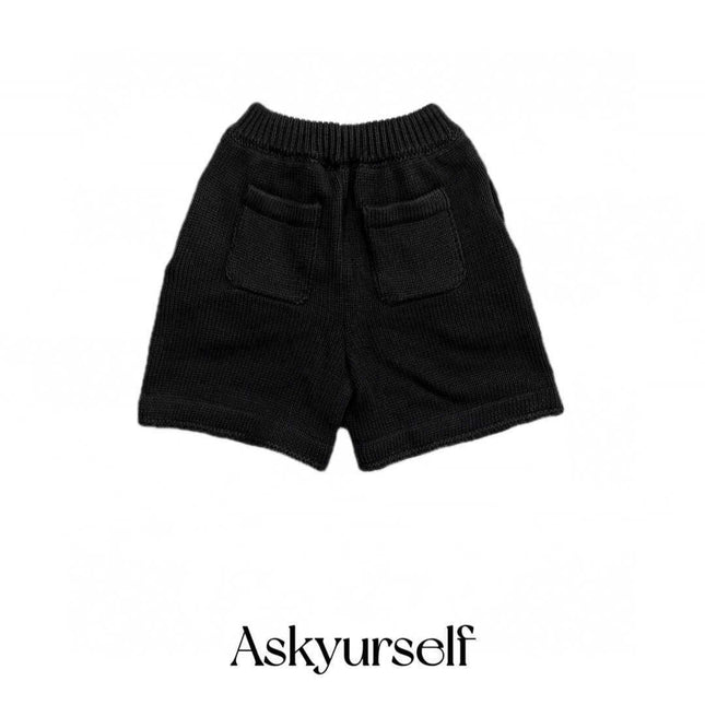 ASKYURSELF Three-Dimensional Cutting Reel LOGO Loose Profile High Street Drawstring Sports Wool Knitted Shorts Trendy