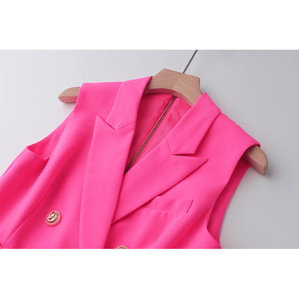 Socialite Elegant Light Luxury Sleeveless Vest Dress Fresh Rose Red Belt Buckle Short Western-style Hip Dress