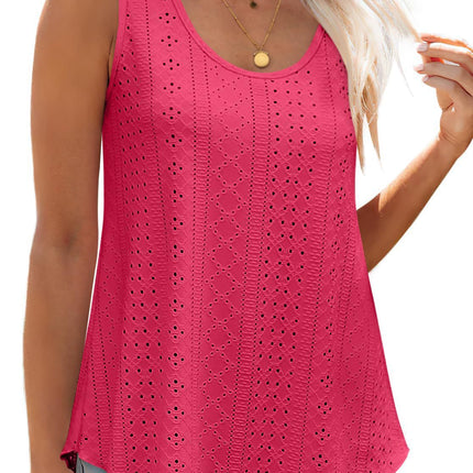 Amazon Independent Station European and American Foreign Trade Cross-border Women's Summer Crewneck Vest T-shirt American Size Needle-eye Sleeveless Top