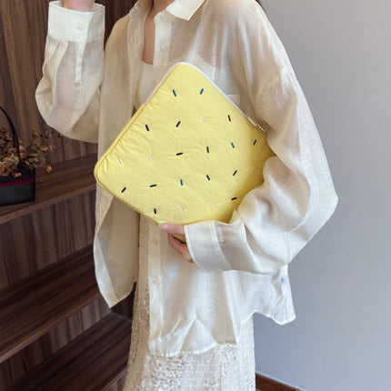 K-Style of Rainbow Strip Embroider Soft Girl Candy Color Liner Bag 11inch iPad Tablet Bag 14inch Laptop Bag