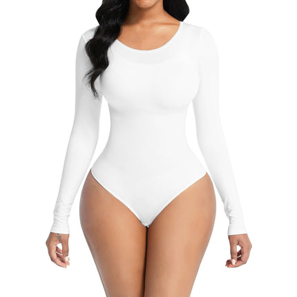 Cross-Border Trade European and American Plus-Size Bodysuit Sexy Tight-Fitting Shapewear Long-Sleeve Tummy Control Shapewear Slimming Garment