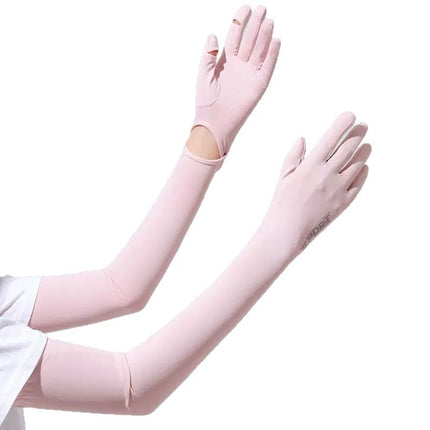 Sun Protection Gloves for Women in Summer, Anti-Uv Ice Silk Sleeves for Driving, Anti-Slip Touch Screen Sunshade, Extended Arm Sleeves for Outdoor Use