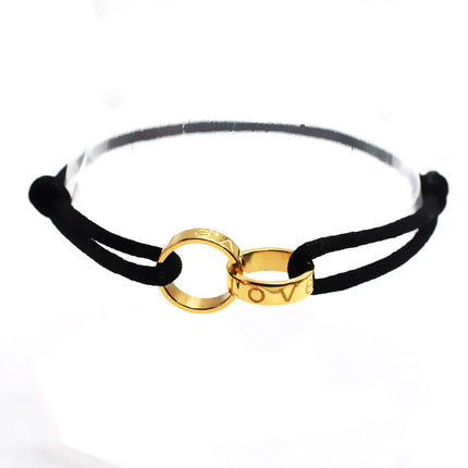 Cross-border supply Foreign Trade hand-woven couple stainless steel bracelet love double ring bracelet adjustable bracelet
