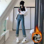 Retro fleece-lined cropped pants / 25
