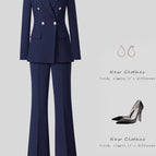 9381 blue suit + wide leg pants