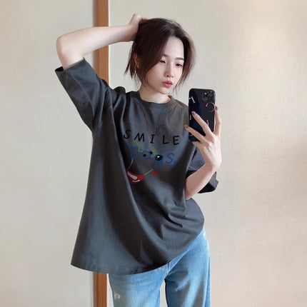 White Short-Sleeved Women's T-Shirt 2026 New Popular Loose-Fitting Women's Pure Cotton Base Shirt for Layering Half-Sleeve Summer Top