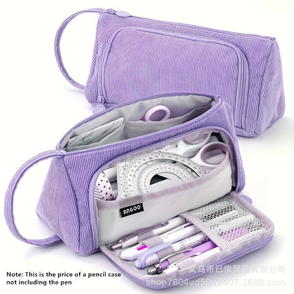 Oxford Cloth Pencil Case with Large Capacity and Multi-Layer Design, Stationery Box for Primary and Secondary School Students, High Aesthetic Value, Simple and Waterproof, Direct from the Source Factory