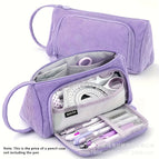 Corduroy triangular pencil case [purple]