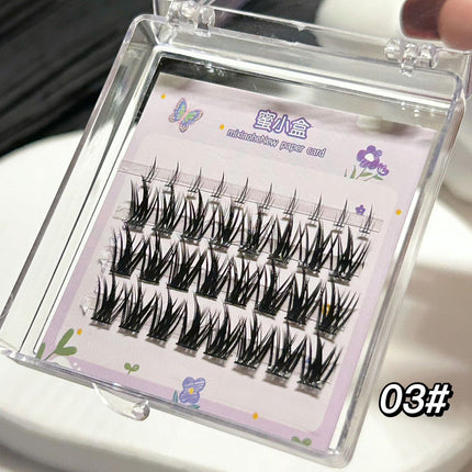 Mi Xiaohe Travel Series Airy Lower Eyelash Lip Glaze Devil Trilogy Single Cluster Ultra-Fine Stem Natural False Eyelashes