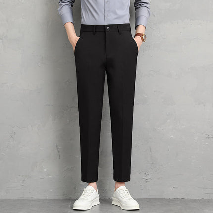 Summer New Men's Casual Trousers Korean Style Small Leg Light Business Men's Trousers Dress Pants Cropped