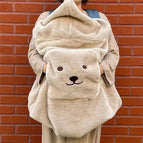 Khaki smiley face suspender blanket / 80*85