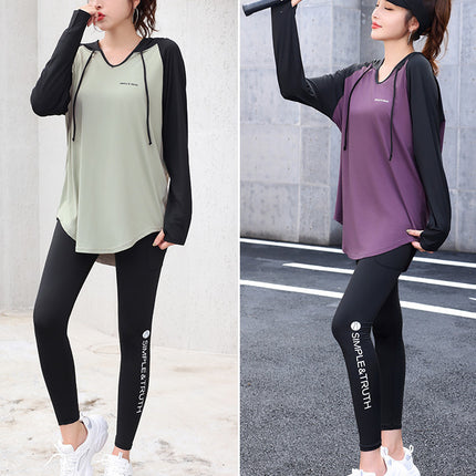 Yoga Fitness Clothes suit Sports Running Gym plus size chubby girl Covering Belly Slimming Relaxed-fit Korean Style