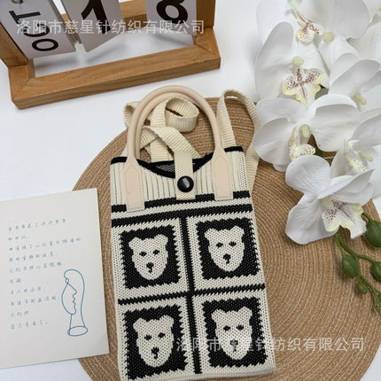 Girl's Heart-Shaped Knitted Crossbody Bag
